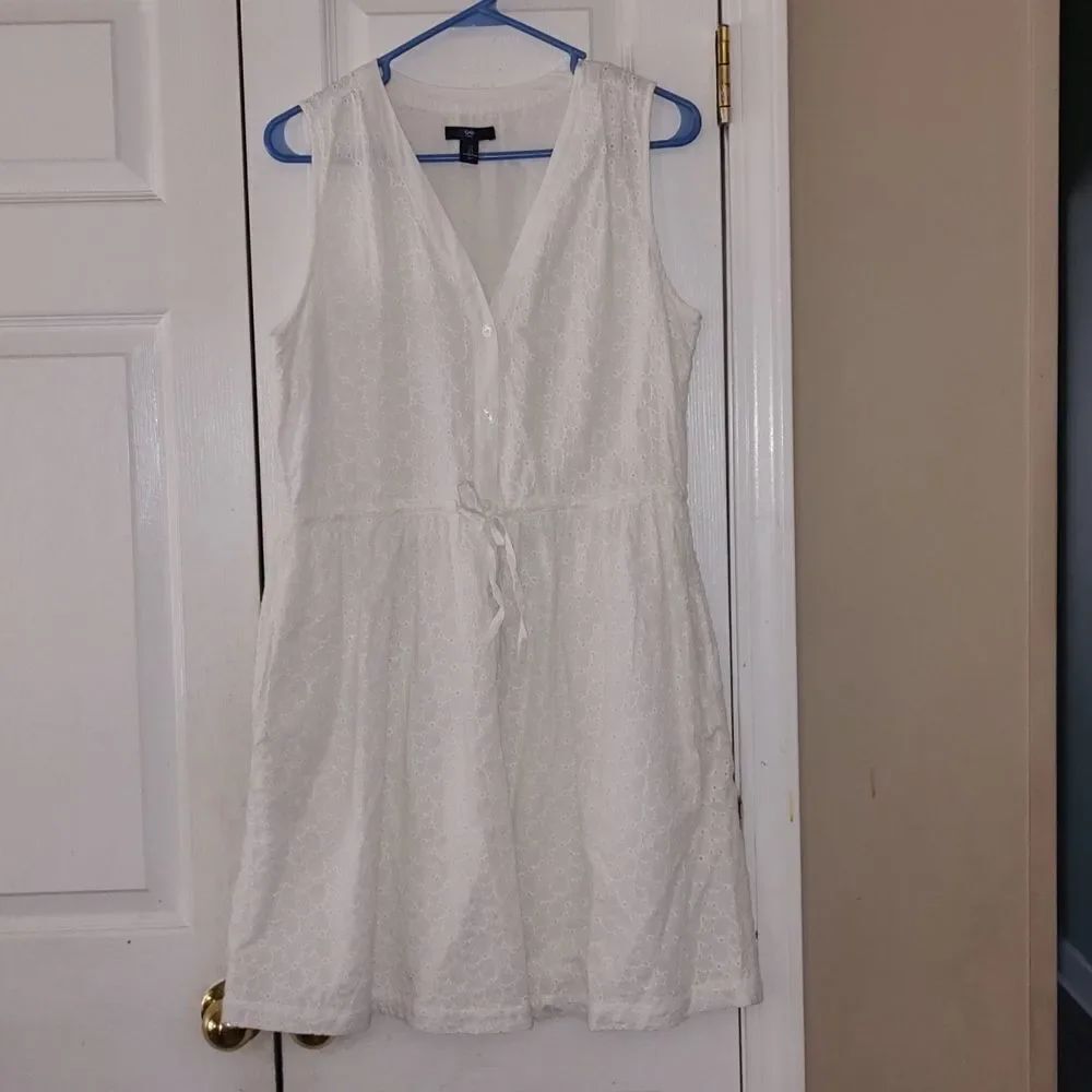 Gap Factory white eyelet summer beach wedding  party  dress Sz S